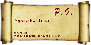 Popeszku Irma névjegykártya